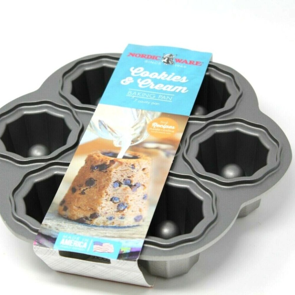 Nordic Ware Cast Bakeware Cookies & Cream Bundt Pan, Silver, 7 Cavity Cookie Pan - Picture 7 of 7